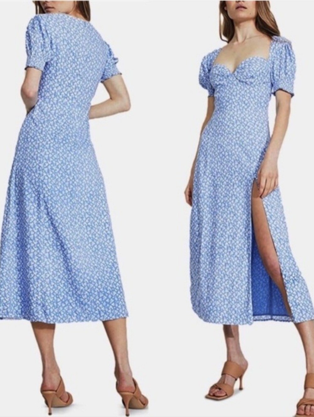Bardot Blue Daisy Floral Milkmaid Midi Dress
